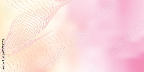 Soft Pink and Peach Abstract Gradient Background with Elegant Wavy Lines.Vector