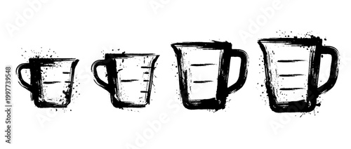 measuring cup , Grunge brush distressed paint splatter vector set 