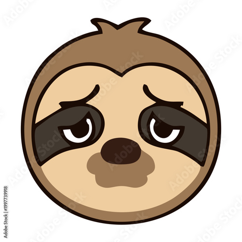 Tablou pe pânză Sad Sloth Emoji Face Illustration.