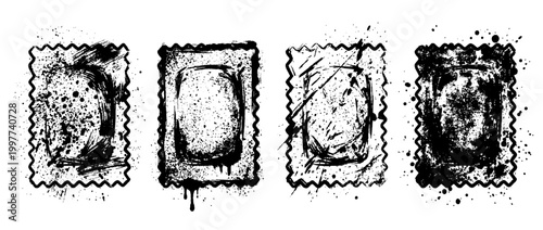 ravioli , Grunge brush distressed paint splatter vector set 