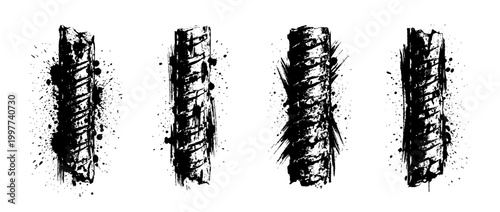 rebar , Grunge brush distressed paint splatter vector set 