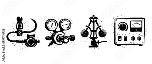 regulator , Grunge brush distressed paint splatter vector set 