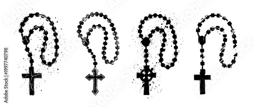 rosary , Grunge brush distressed paint splatter vector set 