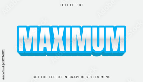 Maximum text effect template in 3d design.
Bold blue text effect with maximum word in a clean vector illustration.
A vibrant blue text graphic emphasizing maximum, suitable for marketing, advertising,