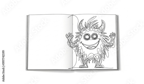 Minimalist scribble monster vector in sketchbook with chaotic hand-drawn style for playful and whimsical illustrations
