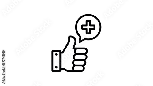 Positive hand gesture with plus sign speech bubble icon Vector