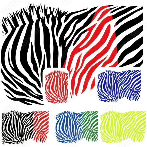 Vibrant Zebra Stripes Pattern Collection - Red, Blue, Green, Yellow, Black