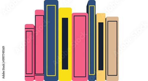 Colorful Book Collection Isolated on White Background