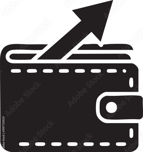 Wallet icon with upward arrow representing income spending currency