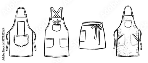 apron , chalk texture vector set