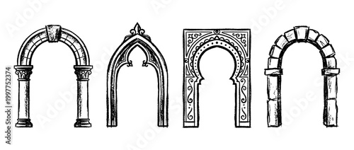 arch , chalk texture vector set