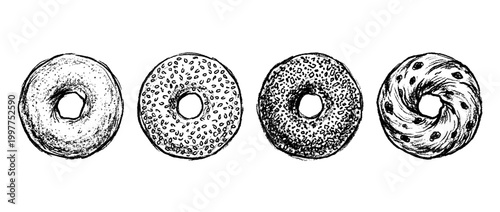 bagel , chalk texture vector set