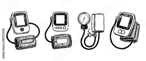 blood pressure monitor  , chalk texture vector set