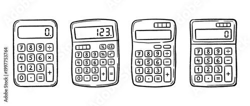 calculator , chalk texture vector set