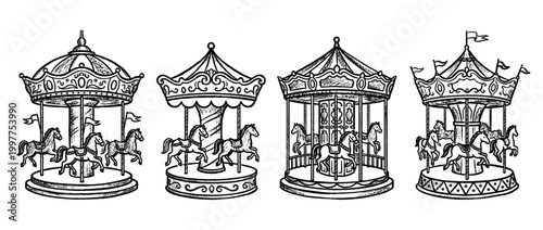 carousel , chalk texture vector set