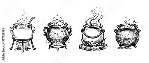 cauldron , chalk texture vector set