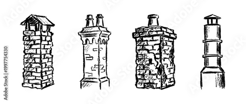 chimney , chalk texture vector set