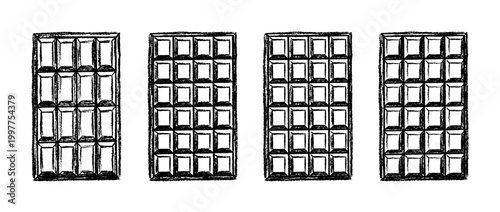 chocolate bar , chalk texture vector set