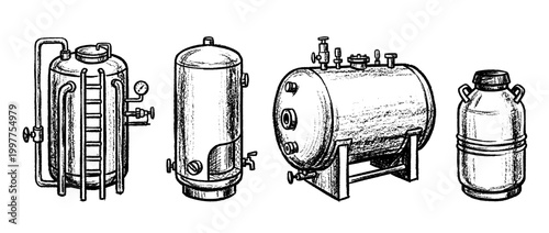 cryogenic tank , chalk texture vector set