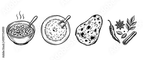 curry , chalk texture vector set