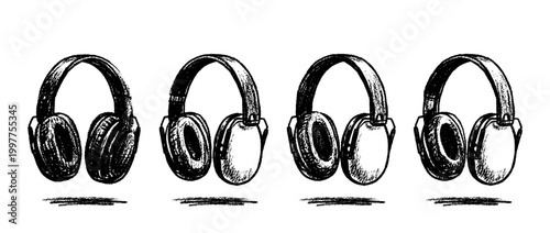 ear muffs , chalk texture vector set