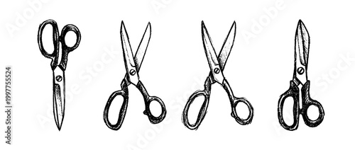 fabric shears , chalk texture vector set