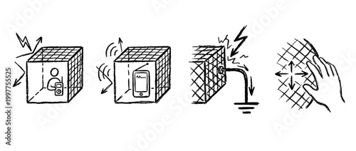 faraday cage , chalk texture vector set