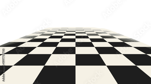 Checkerboard floor pattern with black and white tiles