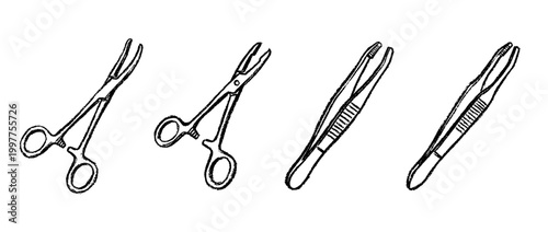forceps , chalk texture vector set