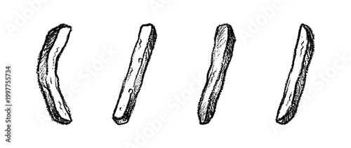 french fries , chalk texture vector set
