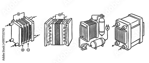 fuel cell , chalk texture vector set