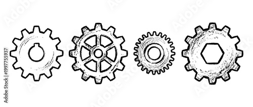 gear , chalk texture vector set