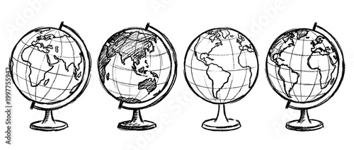 globe , chalk texture vector set