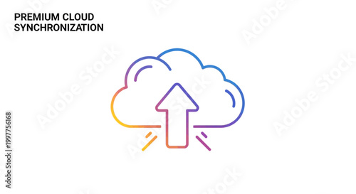 Cloud upload icon with gradient colors, symbolizing data synchronization and digital storage