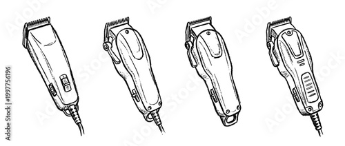 hair clipper , chalk texture vector set