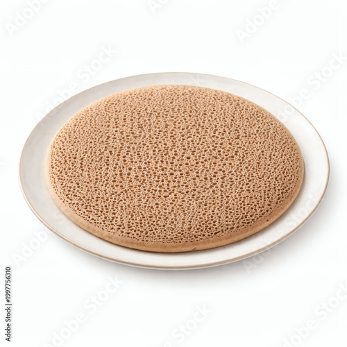 Injera Bread on White Background for Ethiopian Cuisine Menu