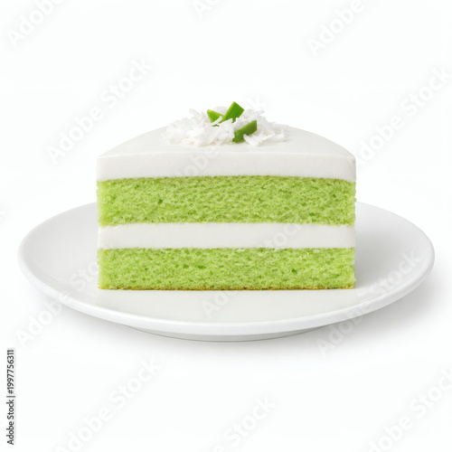 Pandan Layer Cake on White Background for Dessert Display