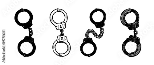 handcuffs , chalk texture vector set