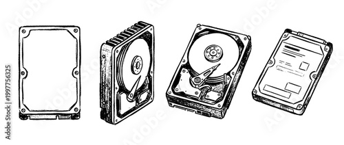 hard drive , chalk texture vector set