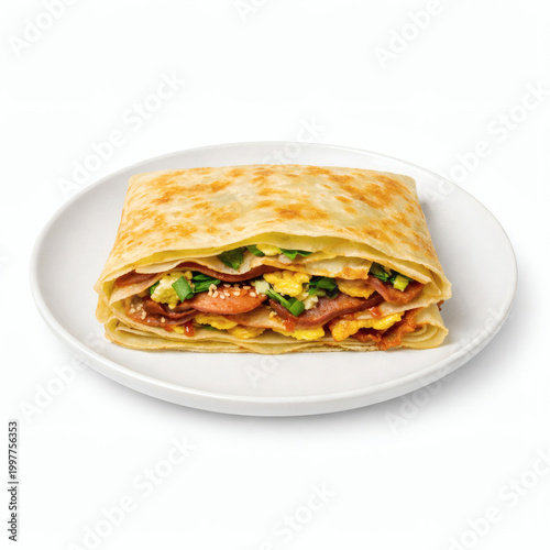 Jianbing Crepe on White Background for Chinese Street Food Menu