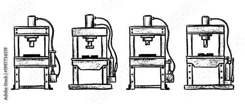 hydraulic press , chalk texture vector set
