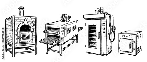 industrial oven , chalk texture vector set