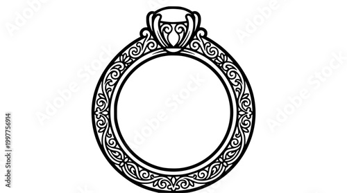 Intricate Filigree Vintage Wedding Ring Vector Art