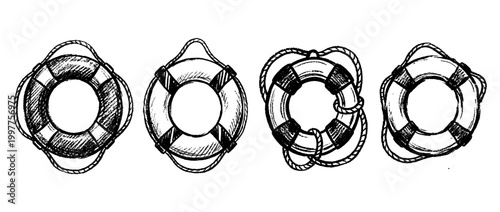 lifebuoy , chalk texture vector set