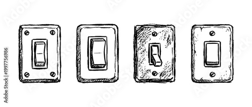light switch , chalk texture vector set