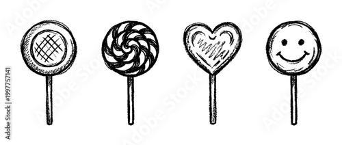lollipop , chalk texture vector set