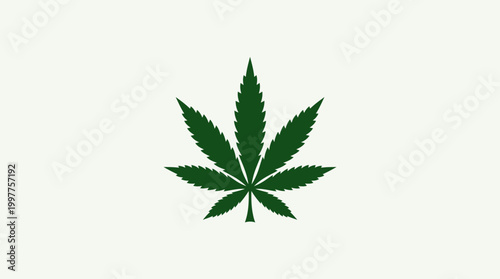 Closeup of a green cannabis leaf.