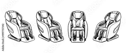massage chair , chalk texture vector set