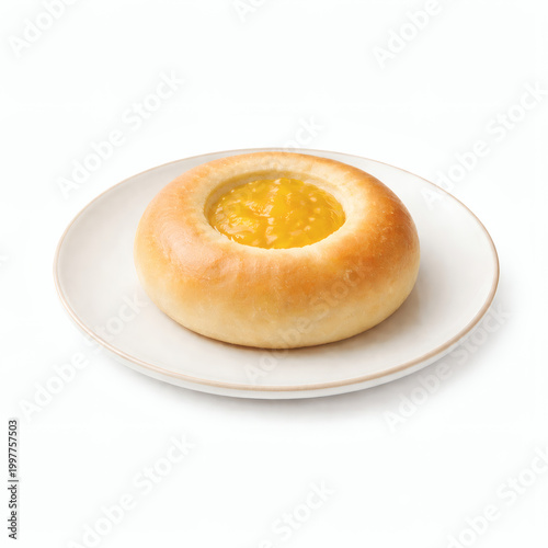 Apricot Kolache Pastry on White Background for Bakery Display