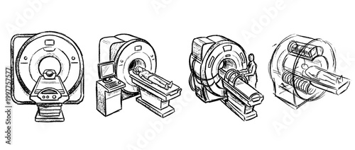 mri scanner , chalk texture vector set